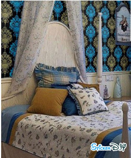 (หน้ากว้าง45cm.xยาว10m.) Wallpaper sticker วอลเปเปอร์แบบกาวในตัว ลายหลุยส์ สไตล์C