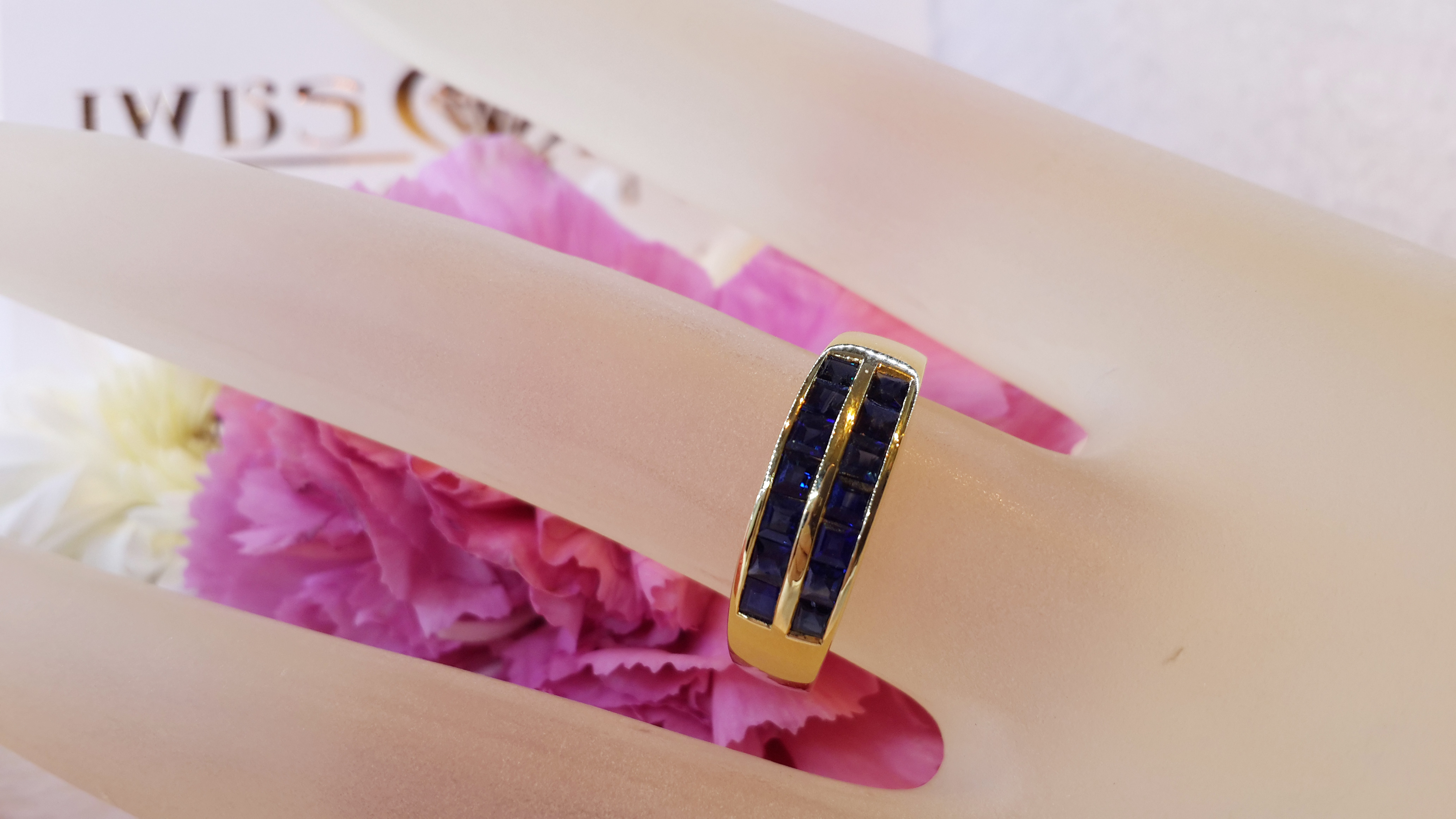 แหวน ไพลินBlue Sapphire 2 แถวคู่