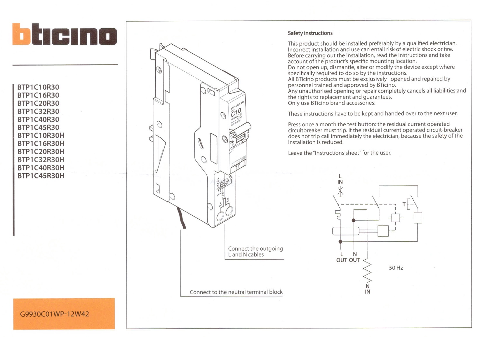 ลูกเบรกเกอร์ย่อย 1P กันไฟดูด (RCBO) 16-32A 30mA Bt-Plug (PRO)