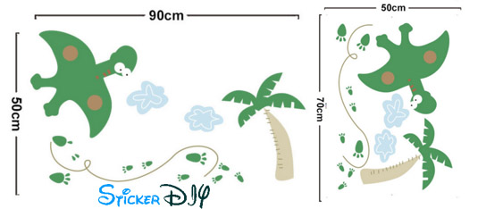 Transparent wall sticker สติ๊กเกอร์ติดผนัง Dinosaur flying (กว้าง90cm.xสูง50cm.)