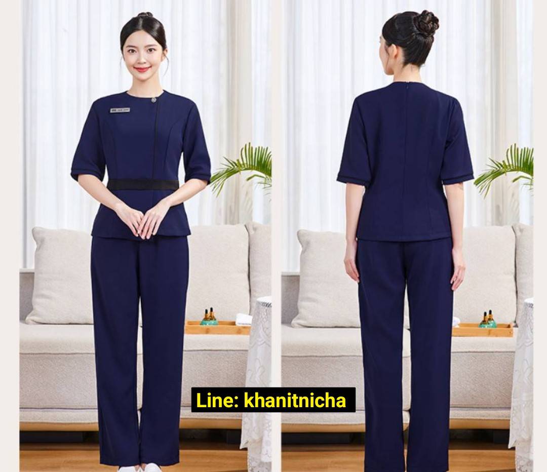 ชุดสปาเพื่อสุขภาพ ชุดนวดสปา ชุดพนักงานศูนย์ความงามทางการแพทย์ การแช่เท้า ร้านเสริมสวย (แยกขายเสื้อ)