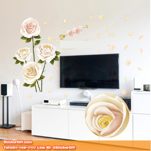 Transparent wall sticker สติ๊กเกอร์ติดผนัง Rose SK9282 (กว้าง137cm.xสูง96cm.)