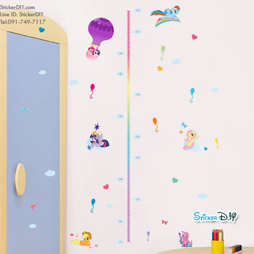 Transparent Wall Sticker สติ๊กเกอร์ติดผนัง วัดส่วนสูง My Little Pony สไตล์A (กว้าง98cm.xสูง120cm.)