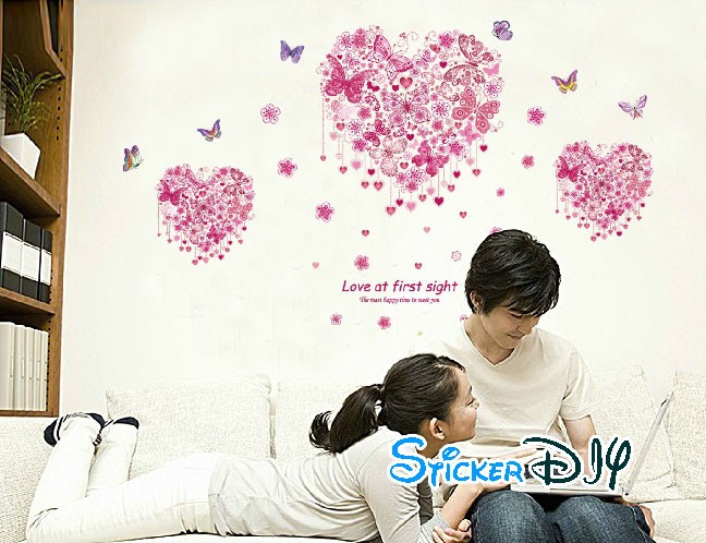 Transparent wall sticker สติ๊กเกอร์ติดผนัง Love at first sign (กว้าง150cm.xสูง100cm.)