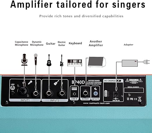 Coolmusic BP-40D *ของแท้รับประกัน 1ปี* 2x6.5" 80W Acoustic Guitar Amps, Bluetooth, DI Output แอมป์กีต้าร์