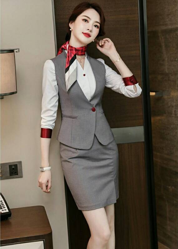 ชุดพนักงานต้อนรับ รีเซฟชั่นโรงแรมห้าดาว ชุดสูท
