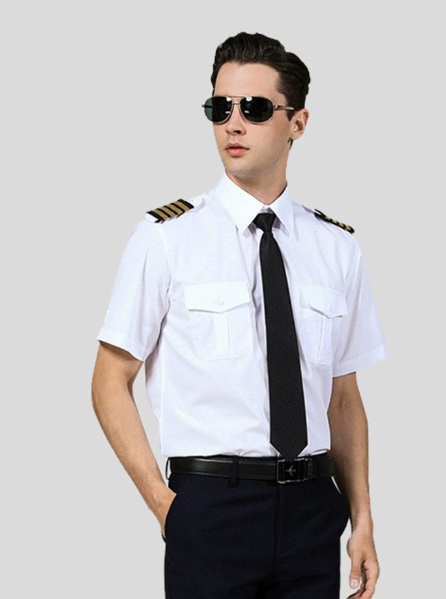 ชุดพนักงานต้อนรับบนเครื่องบิน กัปตันนักบิน นักบินพลเรือน เสื้อเชิ้ตสีขาวสำหรับทำงานของพนักงานต้อนรับบนเครื่องบิน