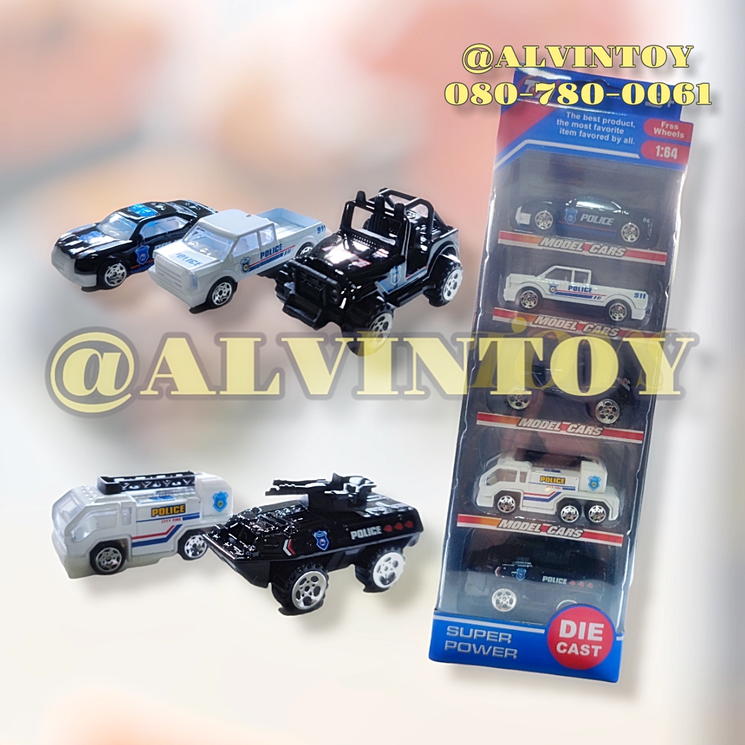 โมเดลรถเหล็ก Die Cast รถตำรวจ ชุด 5 คัน
