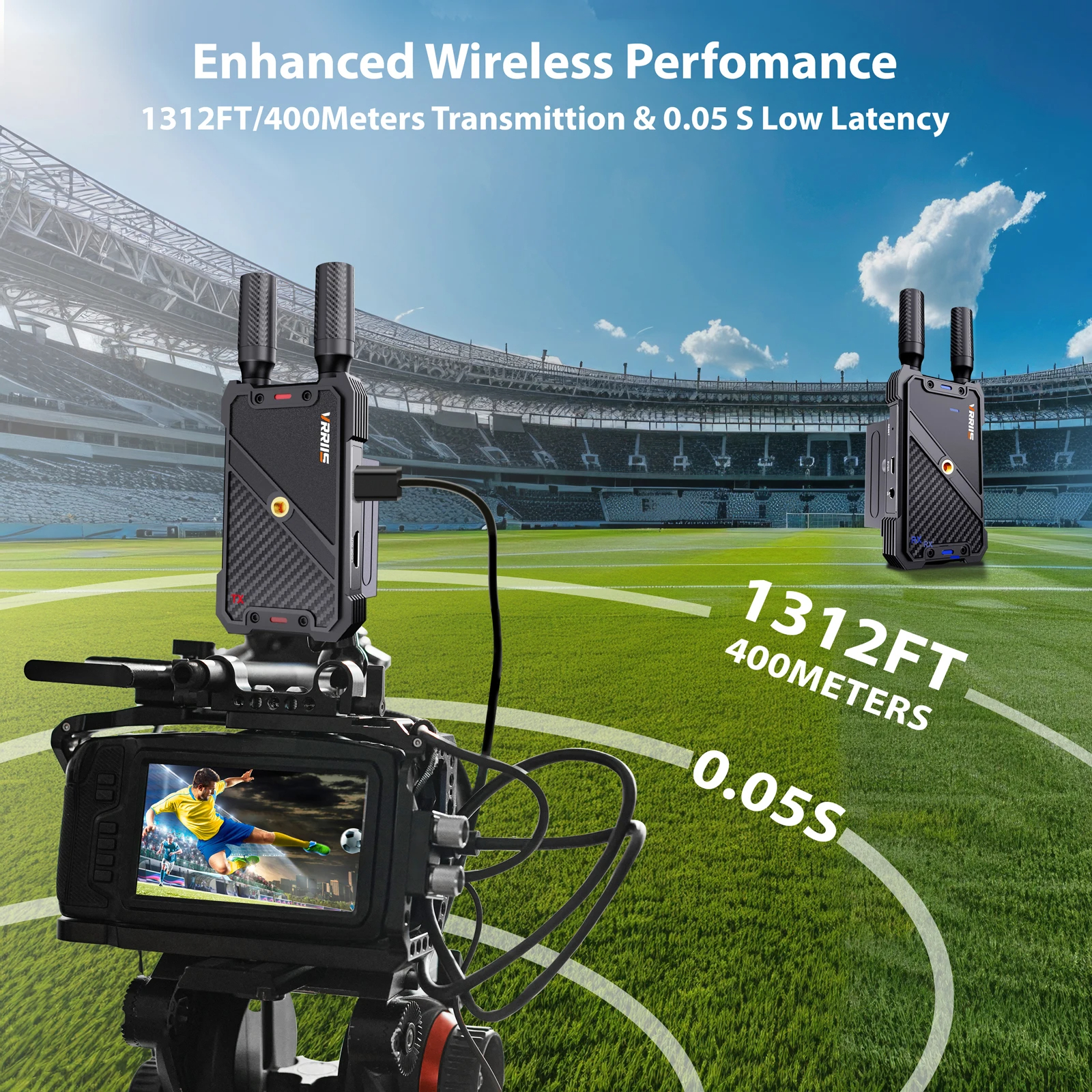 VRRiiS Pro WL082 set อะแดปเตอร์รับส่งสัญญาณวิดีโอ HDMI ไร้สาย ระยะไกล สูงสุด400ม. เพิ่มตัวรับได้สูงสุด 5จุด