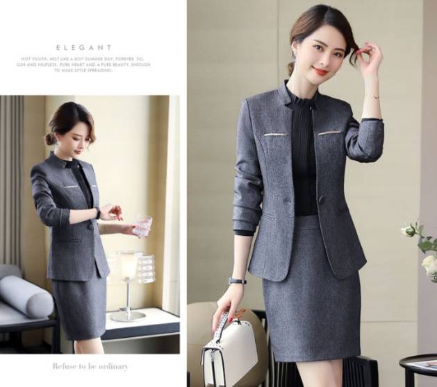 ชุดสูทกระโปรงสีแดง ชุดสูทกางเกงสีแดง สีเทา สีดำ ชุดพนักงานออฟฟิศ ชุดพนักงานต้อนรับโรงแรม