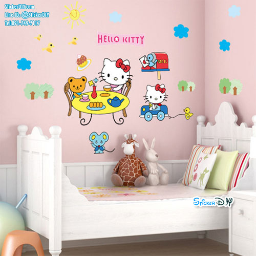 Transparent Wall Sticker สติ๊กเกอร์ติดผนัง Kitty DF5109 (กว้าง100cm.xสูง60cm.)