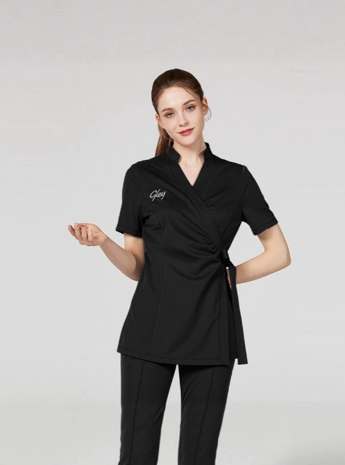 ชุดคลินิกความงาม ชุดนวดสปา ชุดพนักงานต้อนรับ ชุดพนักงานซาวน่า สีดำ สีเทา สีม่วง