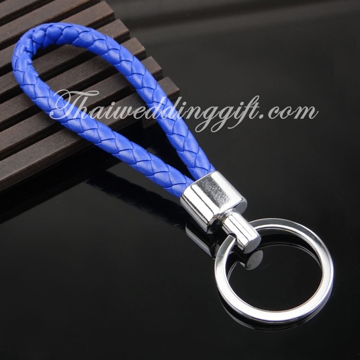 พวงกุญแจโลหะถักเชือกหนัง แพ็คซองแก้วใสพร้อมแผ่นรองป้ายชื่อ