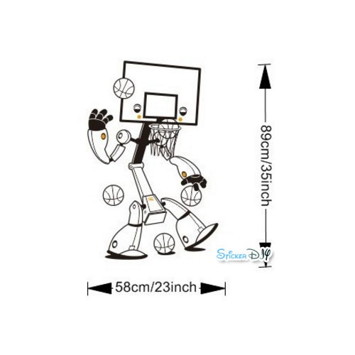 Vinyl wall sticker สติ๊กเกอร์ติดผนัง Mr. Baseketball (กว้าง58cm.xสูง89cm.)
