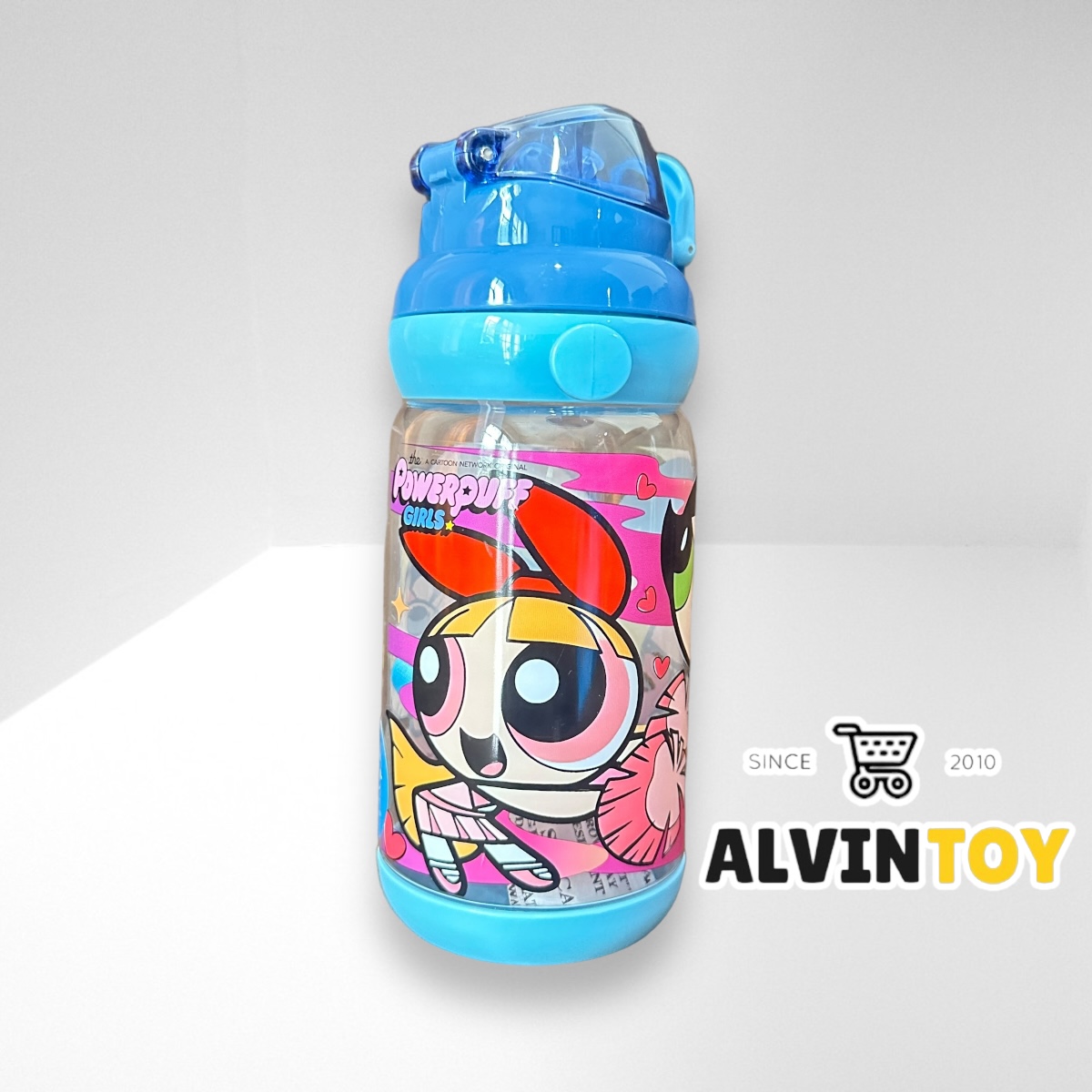 กระติกน้ำเด็ก Powerpuff Girls เดอะพาวเวอร์พัฟฟ์เกิลส์ มีหลอดดูด 500 ml ขนาด 7x20 cm.