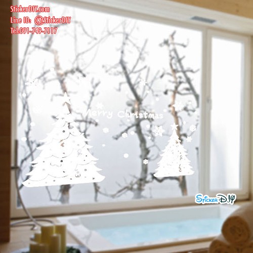 Transparent Wall Sticker PVC สูญญากาศ Merry Christmas AMJ019 (กว้าง96cm.xสูง67cm.)