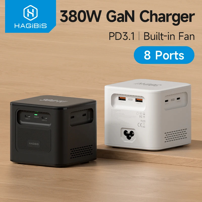 Hagibis PD380 380W USB C Charger 8-Port Type C Charging Station GaN PD 3.1 Dual 140W Super Fast