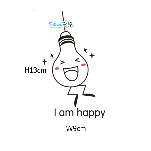 Transparent Wall Sticker สติ๊กเกอร์ติดสวิตช์ไฟ Light I am happy (กว้าง9cm.xสูง13cm.)