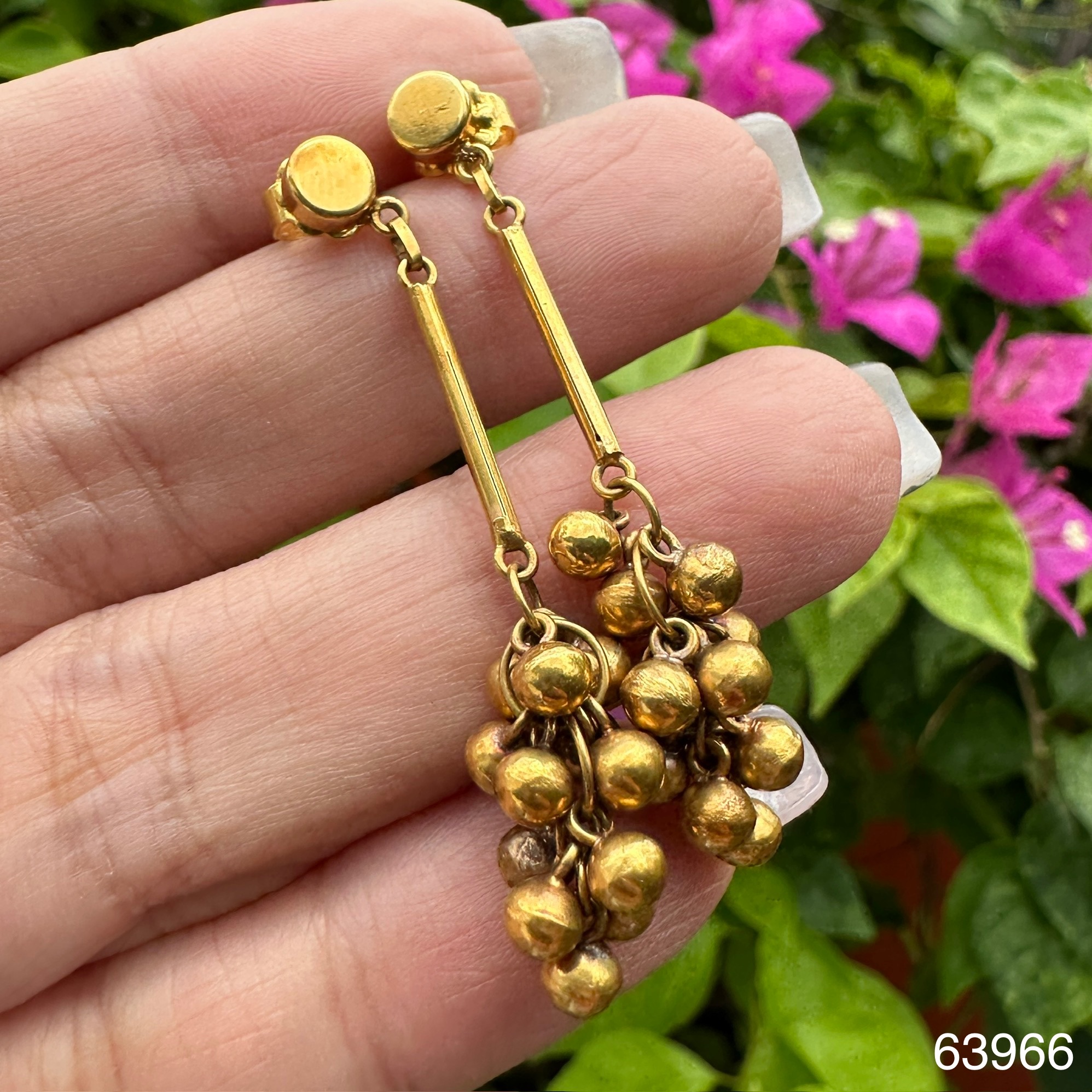 รหัส 63966 ต่างหู พวงองุ่น ตุ้งติ้ง ทอง90 นน. 4.75 g