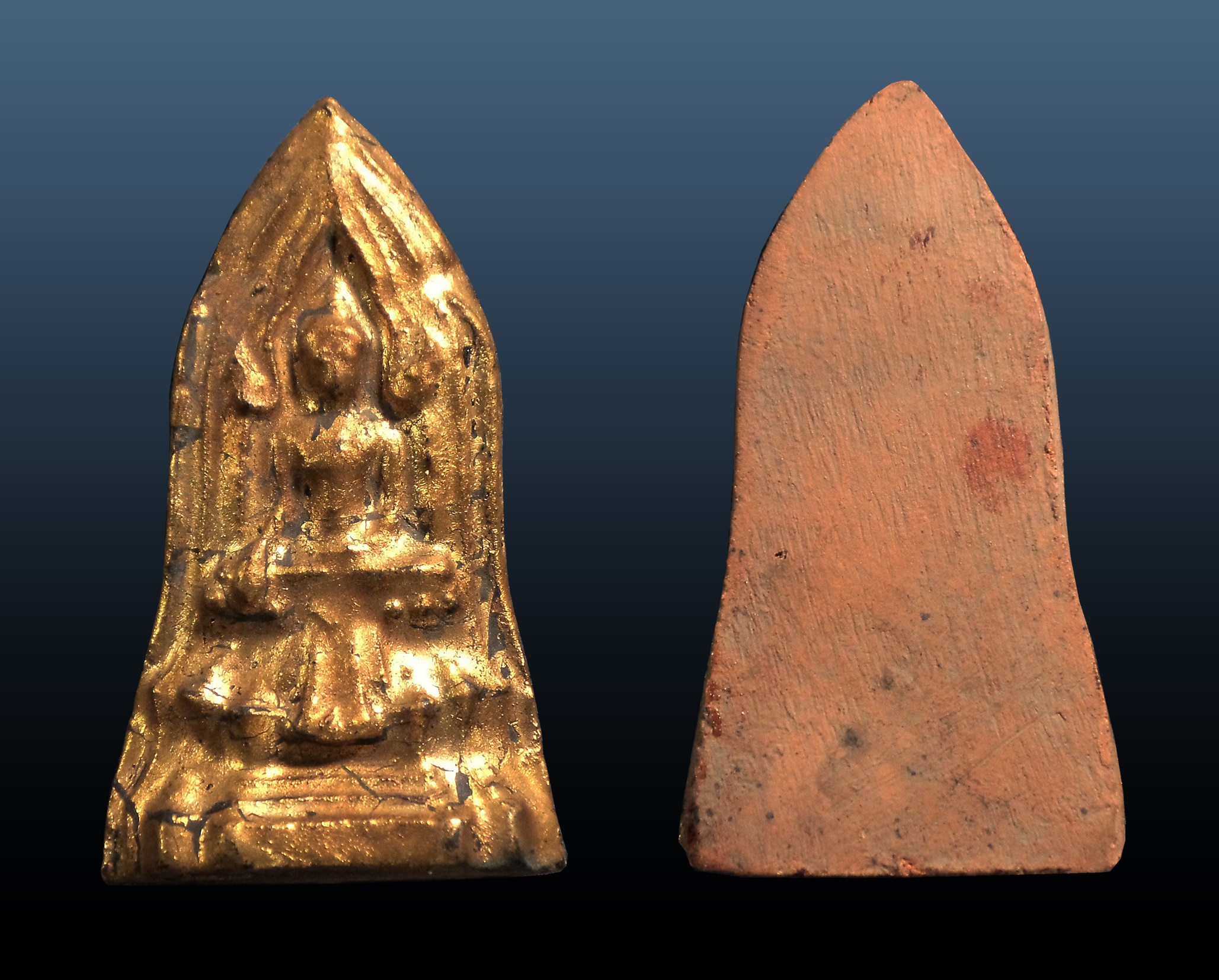 พระโคนสมอ เนื้อดินเผา พิมพ์มารวิชัย สมัยอยุธยา-กรุงรัตนโกสินทร์