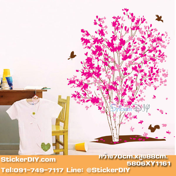 Transparent wall sticker สติ๊กเกอร์ติดผนัง ต้นซากุระญี่ปุ่น (กว้าง70cm.xสูง88cm.)