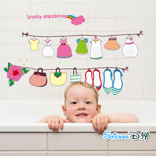 Transparent wall sticker สติ๊กเกอร์ติดผนัง Lovely Dressroom (กว้าง100cm.xสูง98cm.)