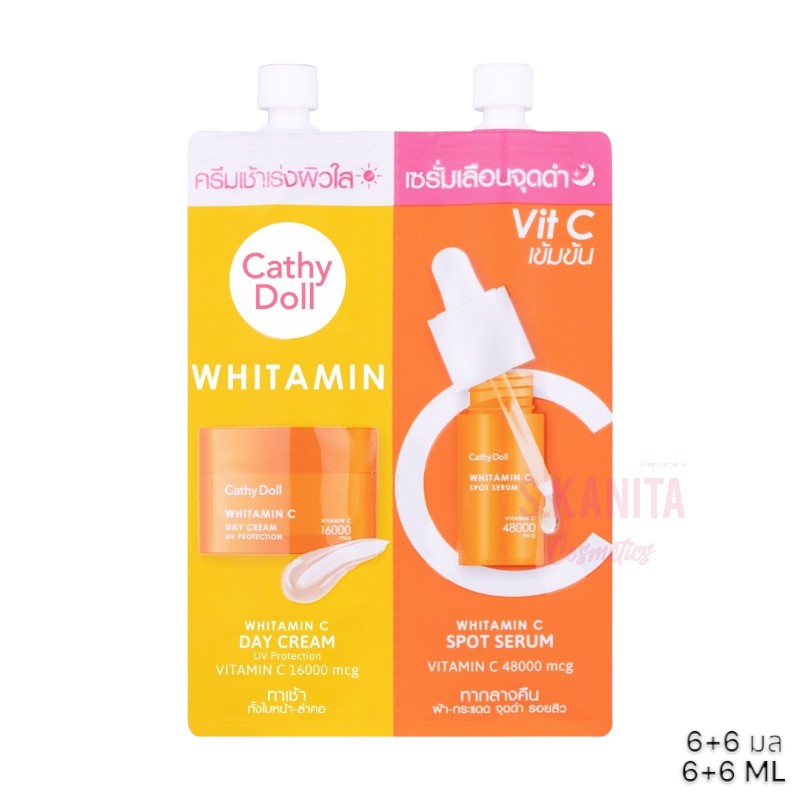 CATHY DOLL เคที่ดอลล์ ไวท์ทามินซีเดย์ครีมแอนด์ไวท์ทามินซีสปอทเซรั่ม Whitamin C Day Cream & Whitamin C Spot Serum