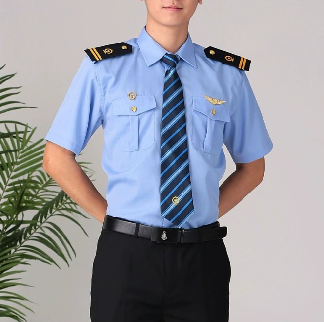 ชุดพนักงานต้อนรับบนเครื่องบิน กัปตันนักบิน นักบินพลเรือน เสื้อเชิ้ตสีขาวสำหรับทำงานของพนักงานต้อนรับบนเครื่องบิน