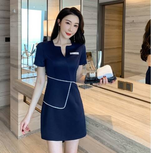ชุดคลินิกความงาม ชุดสปา ชุดพนักงานต้อนรับ ชุดเดรส