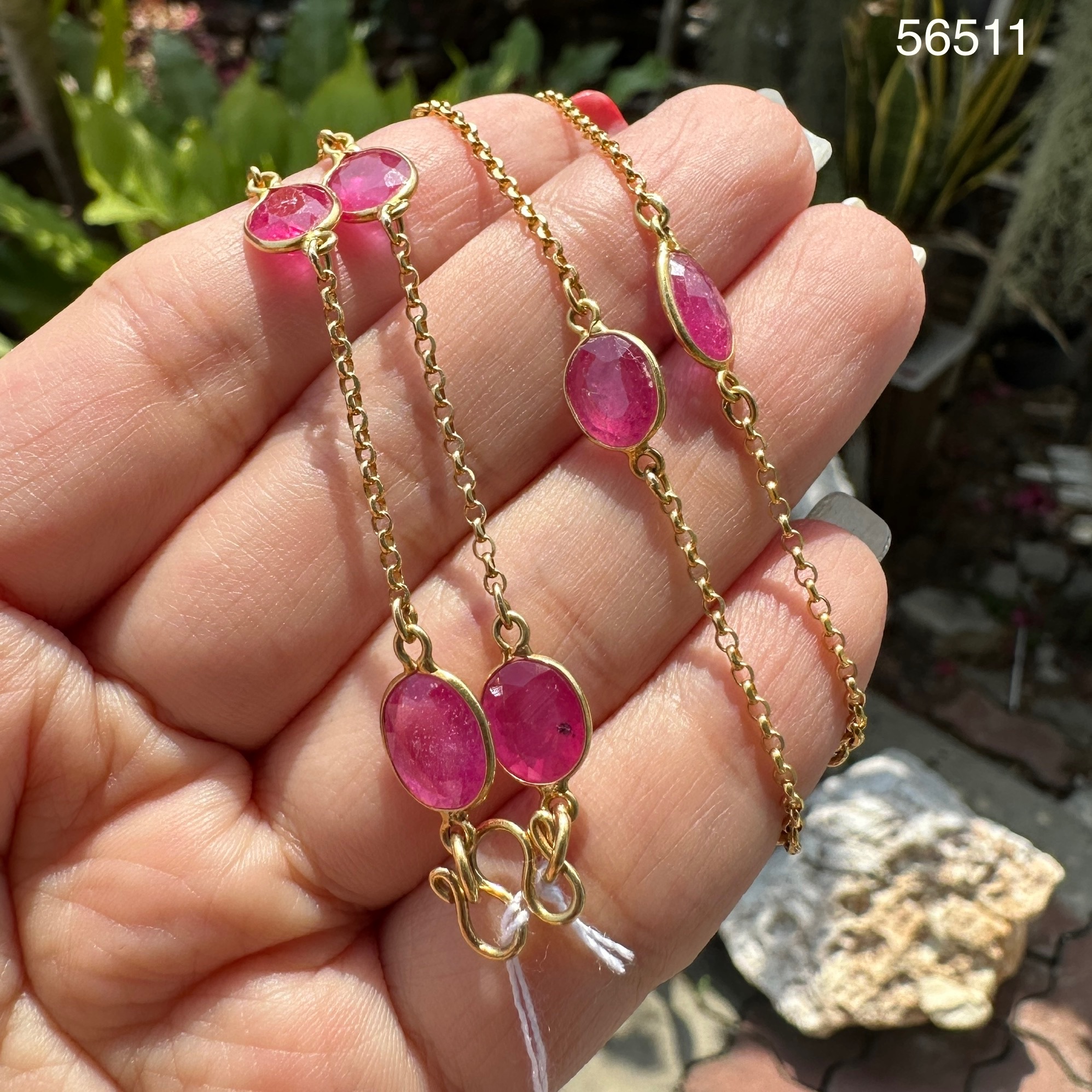 รหัส 56511 สร้อยคอ ทับทิม พม่า รอบเส้น ทอง90 งานสวยมาก นน. 12.12 g
