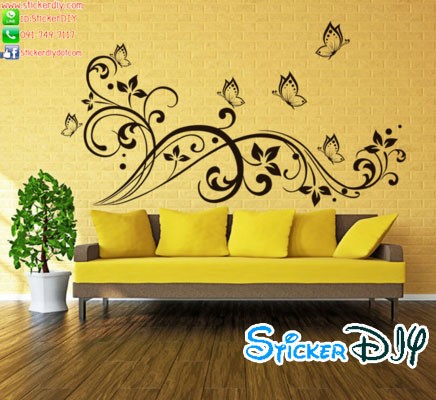 Transparent wall sticker สติ๊กเกอร์ติดผนัง Graphic butterfly สไตล์ A (กว้าง150cm.xสูง85cm.)