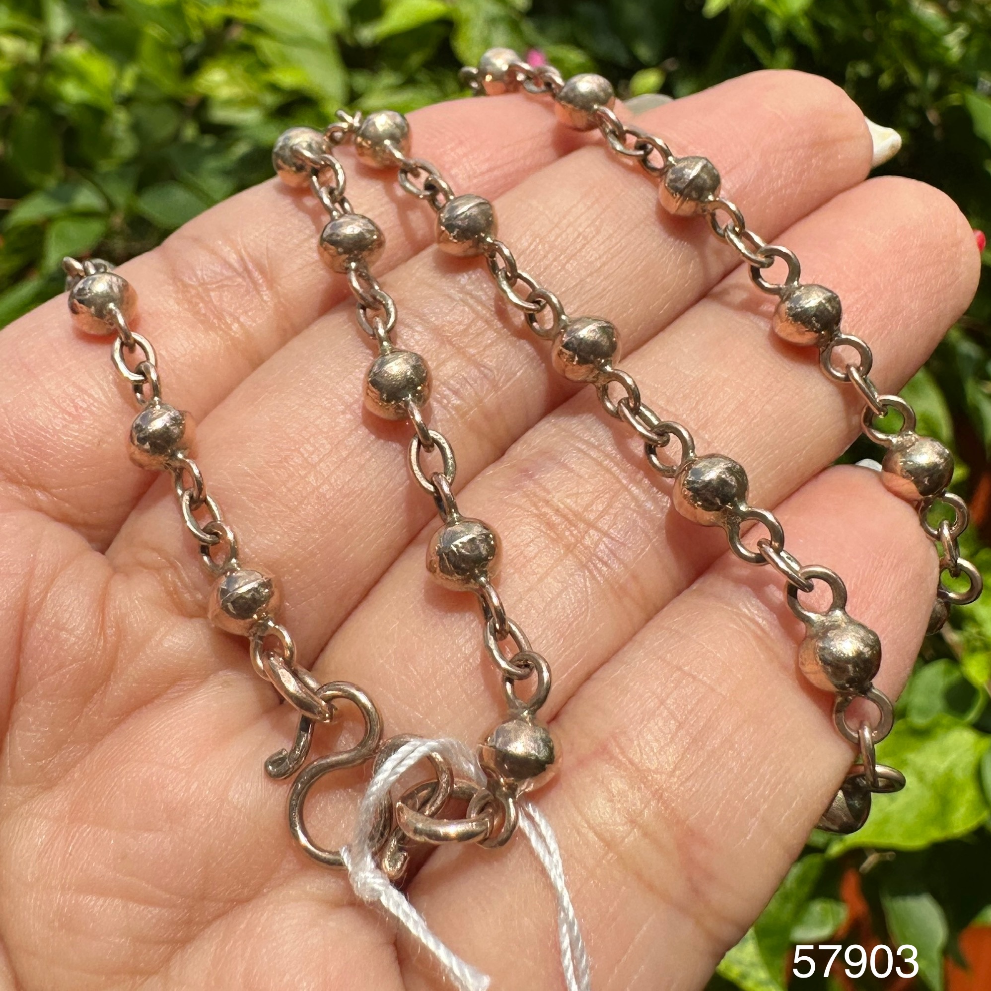 รหัส 57903 สร้อยคอ นาก40 ลายเม็ดประคำ รอบเส้น งานสวยมาก นน. 14.49 g
