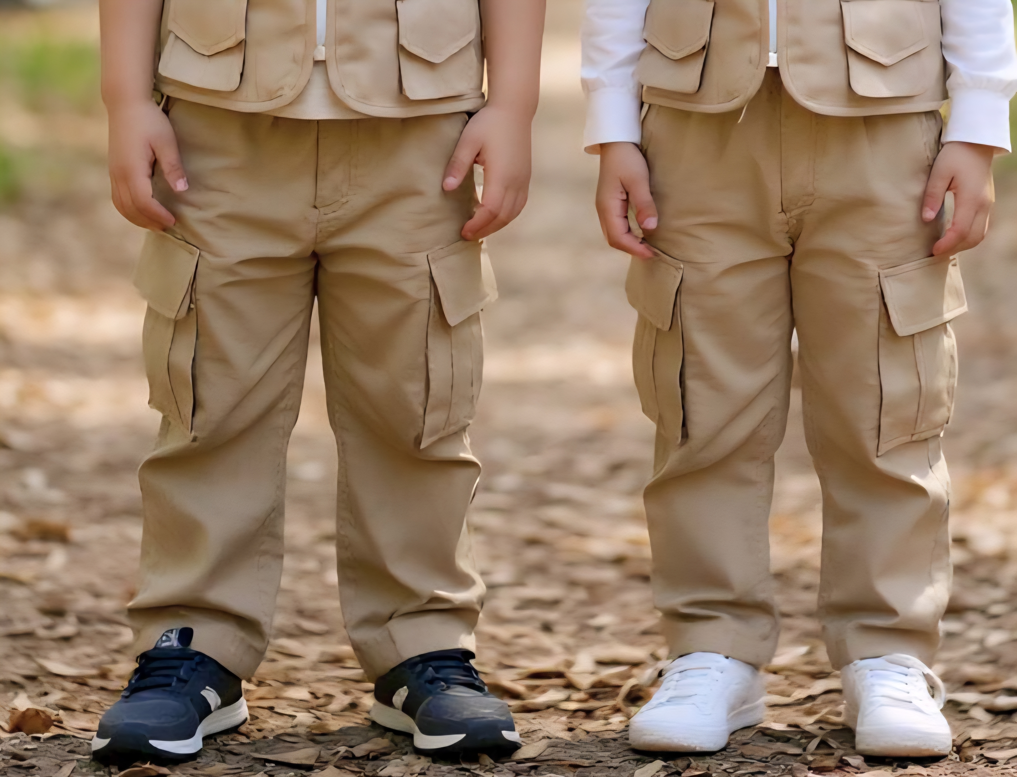 กางเกงขายาวเด็กแนวลุยๆ ใส่สบายทุกกิจกรรม สีธรรมชาติ มีกระเป๋าข้างใส่ของได้จริง ใส่ได้ทั้งเด็กชายเด็กหญิง มีไซร์
