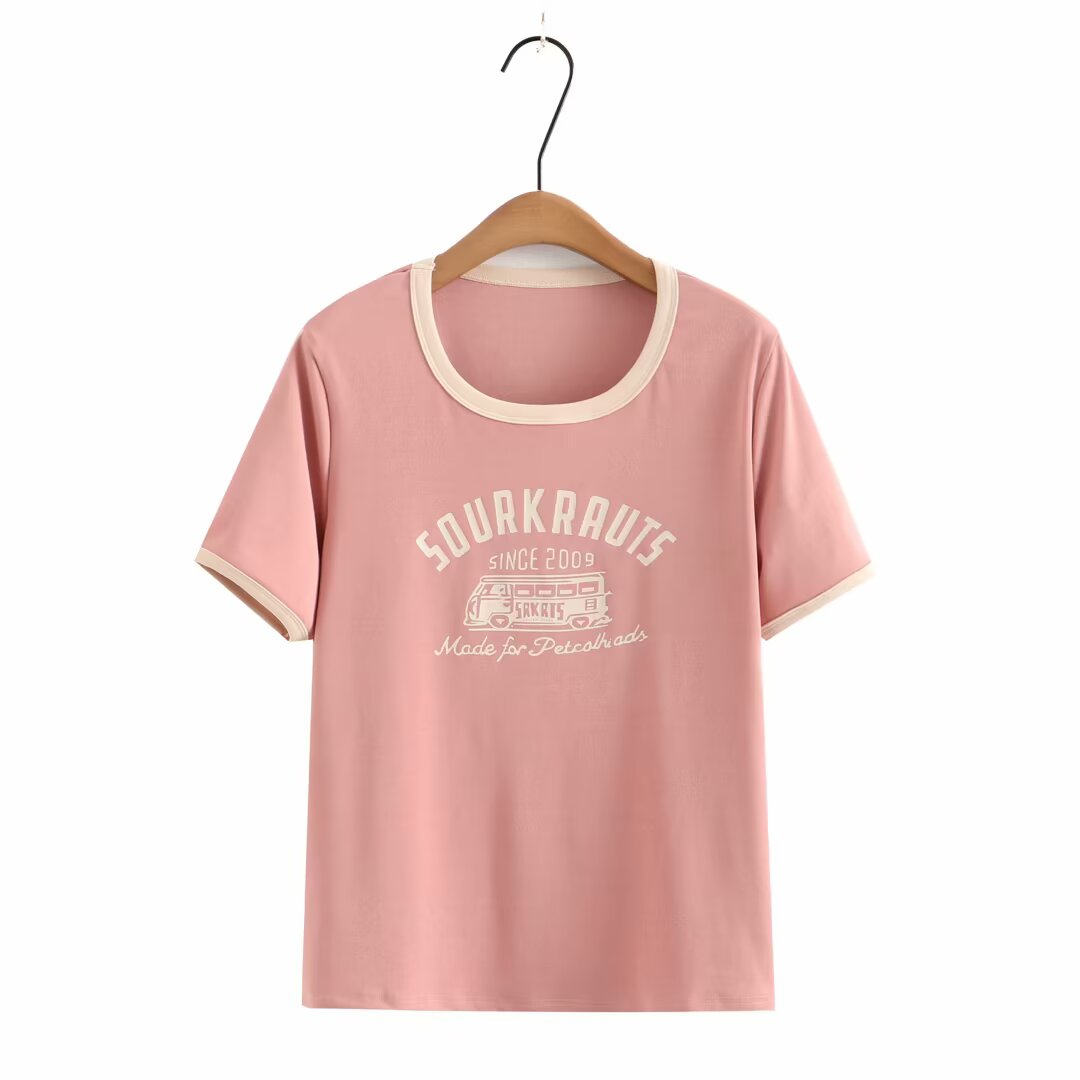 P3658 เสื้อแฟชั่นทรงปล่อย ผ้ายืดเนื้อนิ่มพริ้ว สีชมพู