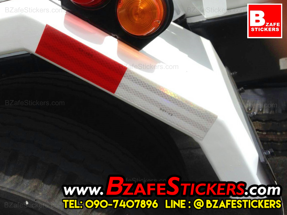 แถบสติ๊กเกอร์สะท้อนแสงขาว-แดง 3m,ขาวแดงสะท้อนแสง 3M กว้าง 2 นิ้ว x ยาว 45 ม.