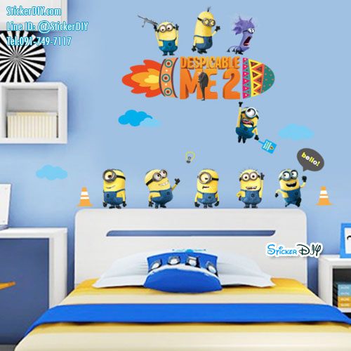 Transparent Wall sticker สติ๊กเกอร์ติดผนัง Minion Despicable ME2 (กว้าง120cm.xสูง105cm.)