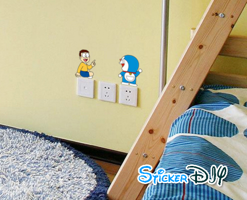 Wall sticker สติ๊กเกอร์ติดสวิตช์ไฟ Doraemon typeD (กว้าง10cmxสูง12cm.)