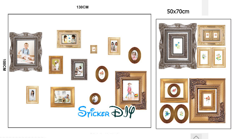 Transparent wall sticker สติ๊กเกอร์ติดผนัง กรอบรูปหลากสไตล์ (กว้าง130m.xสูง100cm.)