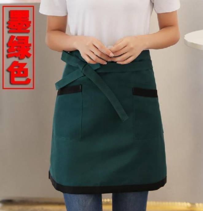 ผ้ากันเปื้อนสีเขียว ผ้ากันเปื้อนพนักงานร้านกาแฟ ผ้ากันเปื้อนเชฟ