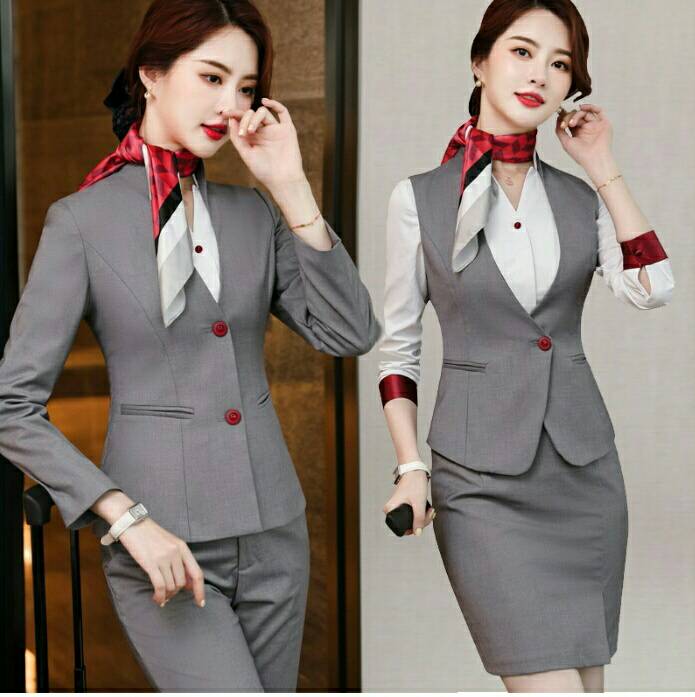 ชุดพนักงานต้อนรับ รีเซฟชั่นโรงแรมห้าดาว ชุดสูท