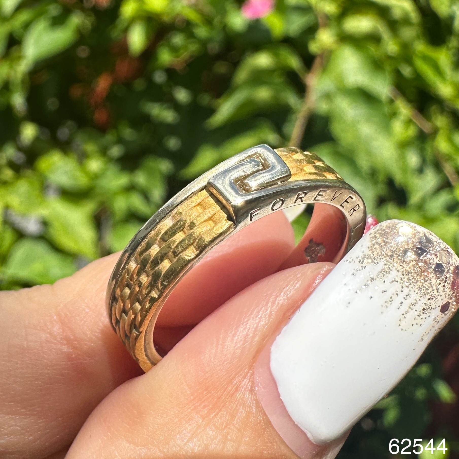 รหัส 62544 แหวน Gold Master ทอง24K + ทอง14K ลายGucci ตอก FOREVER LOVE size 58.5 นน. 8.44 g
