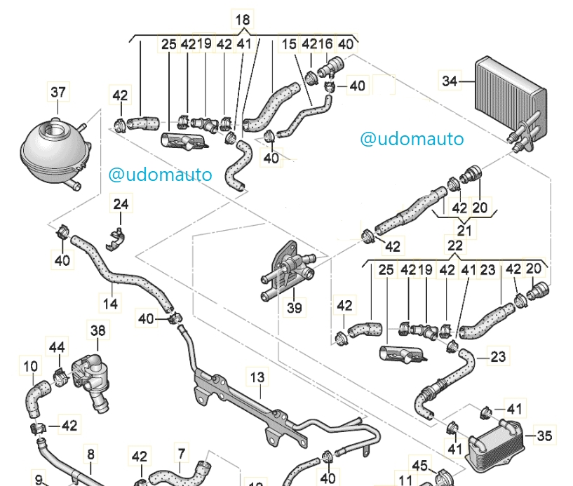 AUDI ท่อฮีตเตอร์ ออดี้ TT, TTS เครื่อง BWA / ท่อยาง ท่อน้ำ 3C0122073BR 8J0121157A