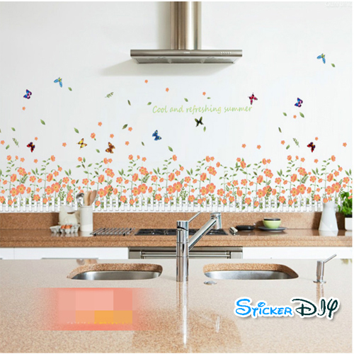 Transparent wall sticker สติ๊กเกอร์ติดผนังแต่งขอบ "Cool and Refreshing" (กว้าง130cm.xสูง40cm.)
