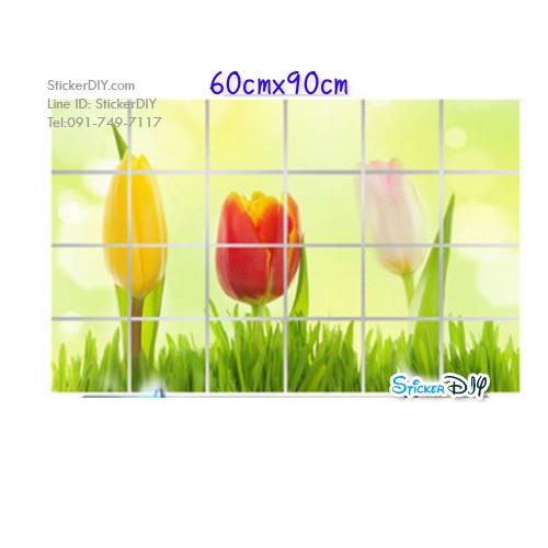 Aluminium Foil Sticker สติ๊กเกอร์อลูมิเนียม ต้นหญ้าTulip (กว้าง90cm.xสูง60cm.)