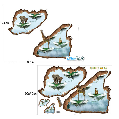 Wall Sticker สติ๊กเกอร์ติดผนัง 3D NATURAL WILD I (กว้าง87cm.xสูง74cm)
