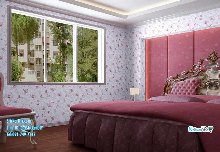 (กว้าง45cm.xยาว10m.)Wallpaper sticker วอลเปเปอร์แบบกาวในตัว P5122