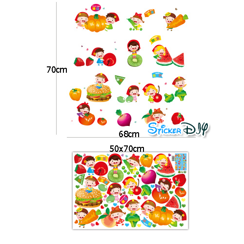 Transparent wall sticker สติ๊กเกอร์ติดผนัง Fruit type A (กว้าง68m.xสูง70cm.)