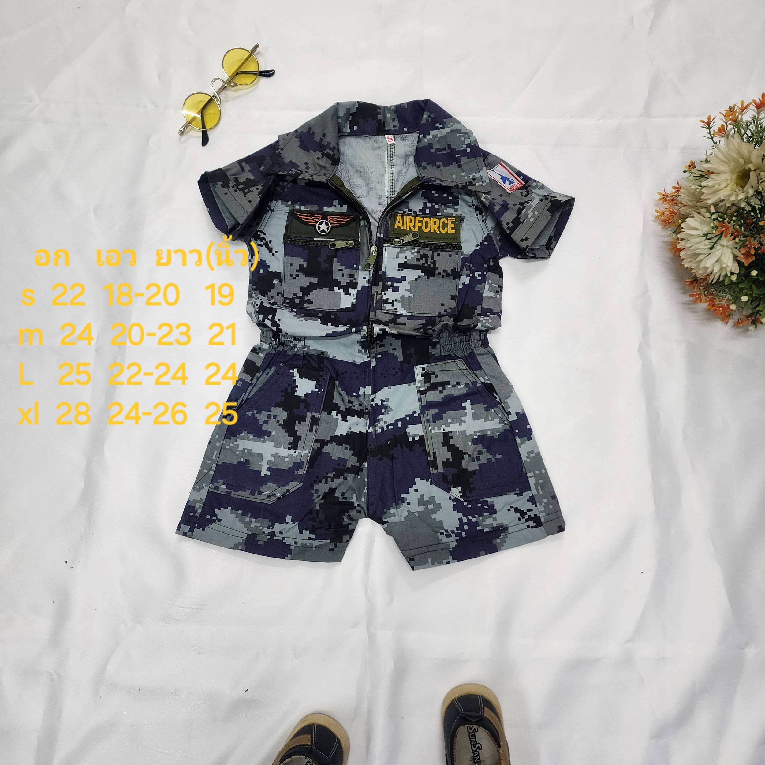 ชุดลายพรางจัมพ์สูท สำหรับเด็ก 1-6ปี มีไซร์ S-XL สำหรับเด็กชาย เด็กหญิง