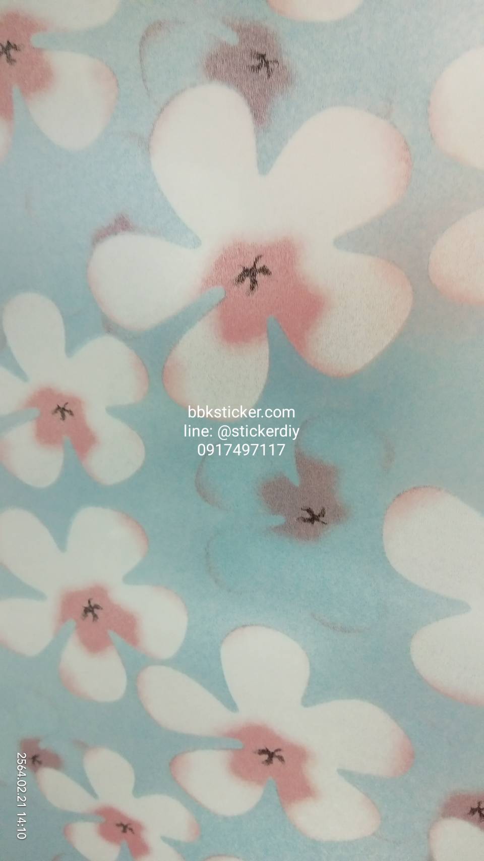 (กว้าง90cmxยาว130cm.)สติ๊กเกอร์ฝ้าติดกระจก แบบมีกาวในตัว ลีลาวดี สีฟ้า