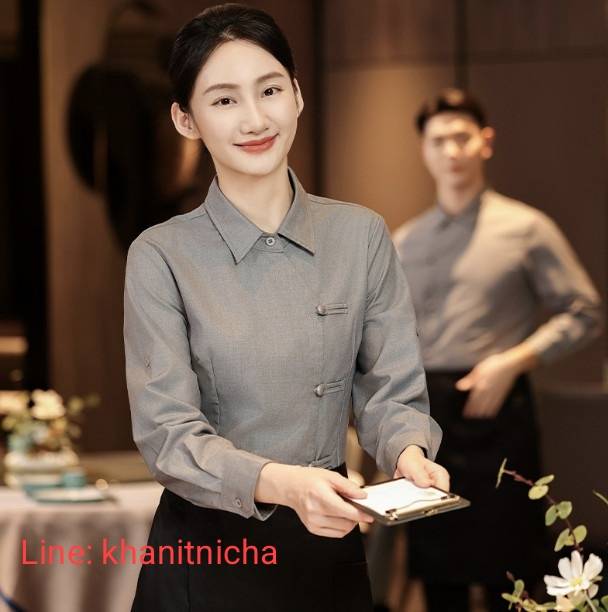 ชุดพนักงานเสริฟ ชุดพนักงานร้านอาหาร ร้านกาแฟ